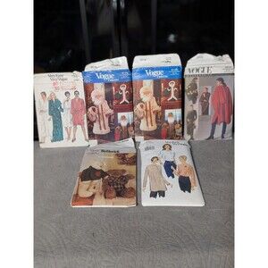 VINTAGE Sewing Pattern LOT Vogue Butterick Santa Bear Robe 80s 90s Christmas